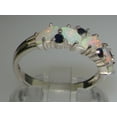 thumbnail image 4 of LBG British Made 925 Sterling Silver Natural Opal & Sapphire Womens Eternity Ring - Size 4.75 - 33 size options, 4 of 7