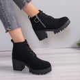 thumbnail image 5 of Fanxing Chunky Block Boots 2025 Platform Boots for Women, Heeled Combat Boots Chunky Heel Booties Round Toe Lace Up High Heel Ankle Boots Deals, 5 of 6