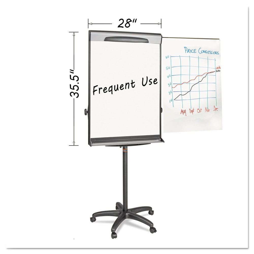 MasterVision Magnetic Steel Dry-Erase Mobile Presentation Easel, Black & Silver, 29.5" X 42"