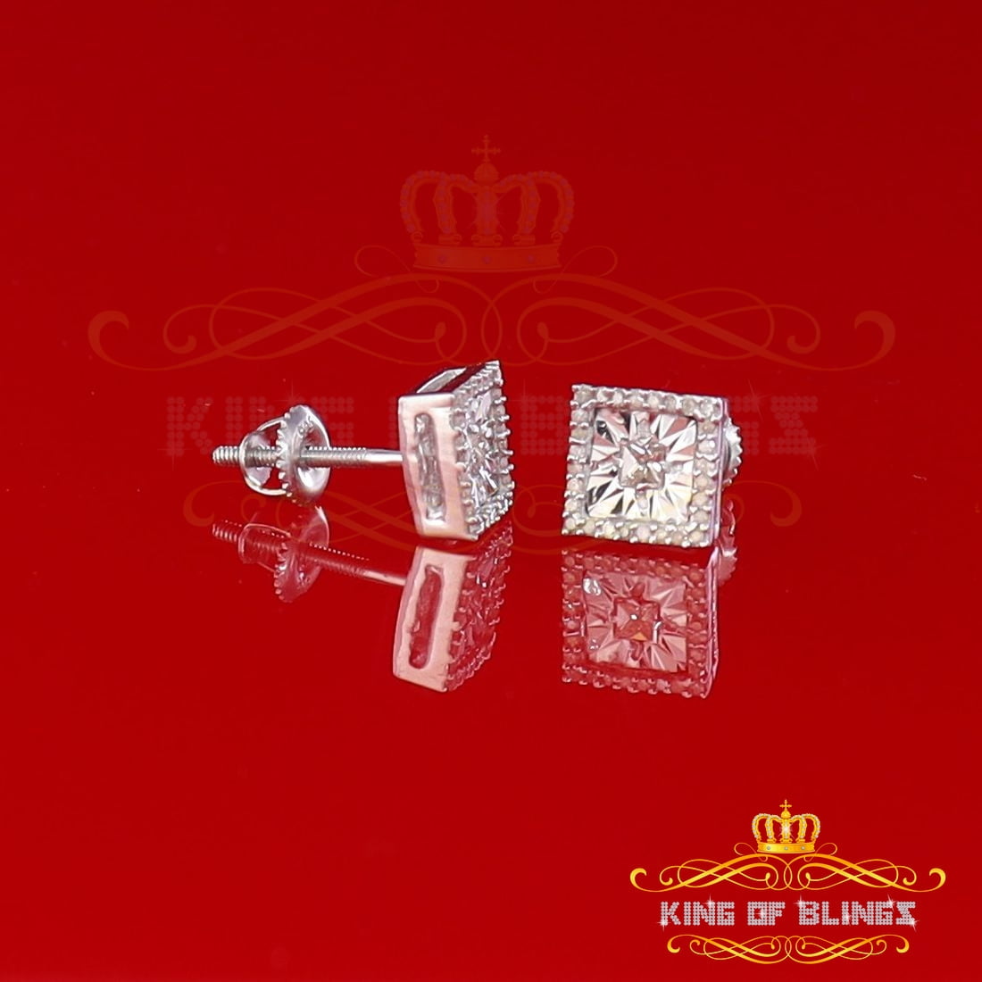 King of Bling's Aretes Para Hombre 925 White Silver 0.25ct Diamond Women's/ Men's Stud Earrings