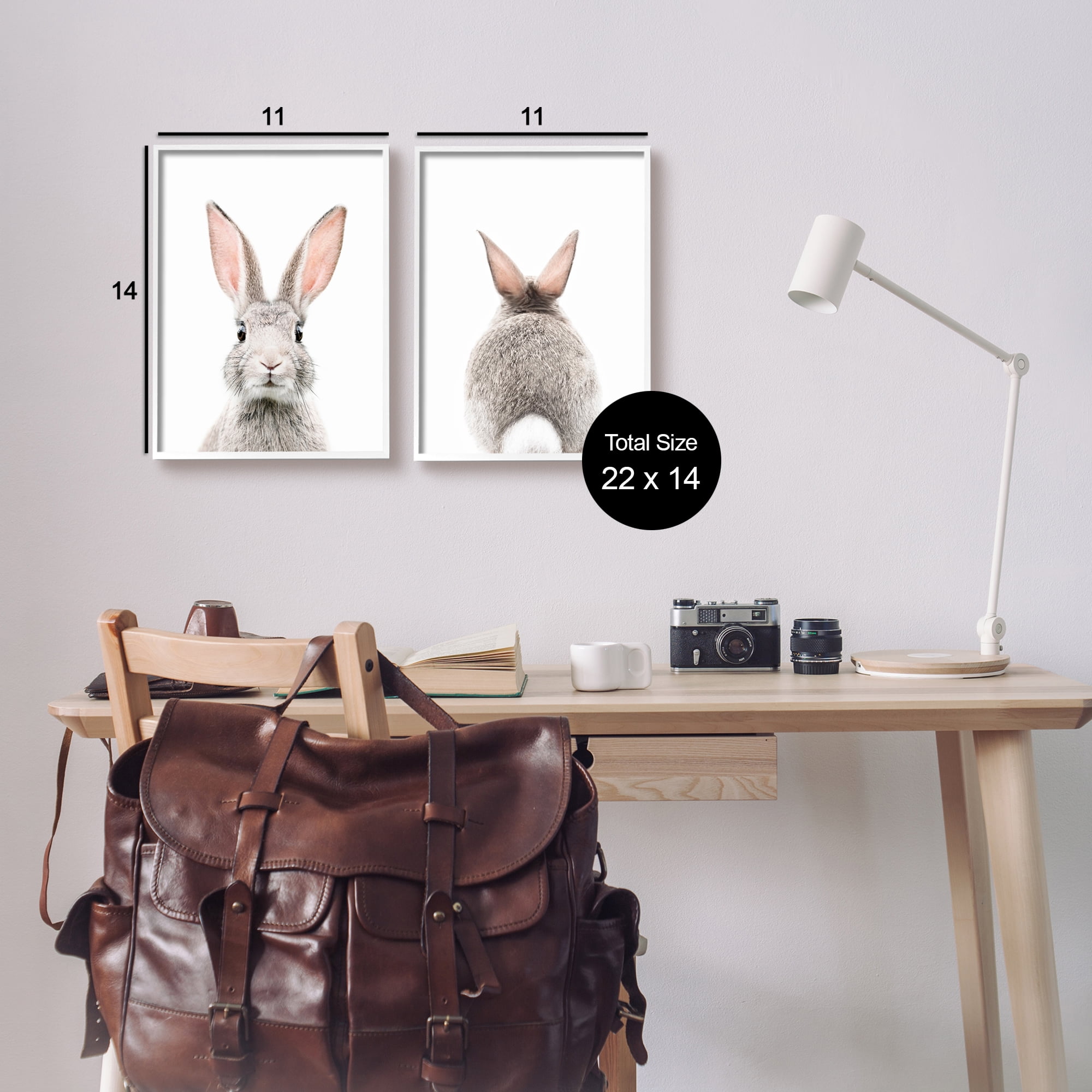 Stupell Industries Back & Front Bunnies Animals & Insects Painting White Framed Art Print Wall Art, 11 x 14, Set of 2