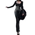 thumbnail image 4 of Women'S Square Neck Long Sleeve Maxi Dress Ribbed Bodycon Dresses for Women Soft Lounge Dress Black S, 4 of 9