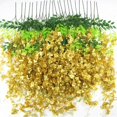 thumbnail image 1 of Flores Artificiales de Glicina, Plantas Artificiales de Wisteria Colgantes, Colgantes para Decoración de Hogar, Habitación, Boda, Fiesta, Jardín, Columpios (Dorado), 1 of 4