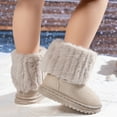 thumbnail image 3 of Girls Platform Snow Boots Plush Fold Over Casual Suede Round Toe Chunky Soft Sole Pull on High Top Winter Ankle Booties 12.5 Little Kid Khaki, 3 of 7
