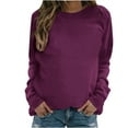 thumbnail image 2 of QUNYINEY Casual Womens Sweatshirt Crew Neck Long Sleeve Pink Solid Tops Loose Pullover Drop Shoulder Sweatshirts, 2 of 4