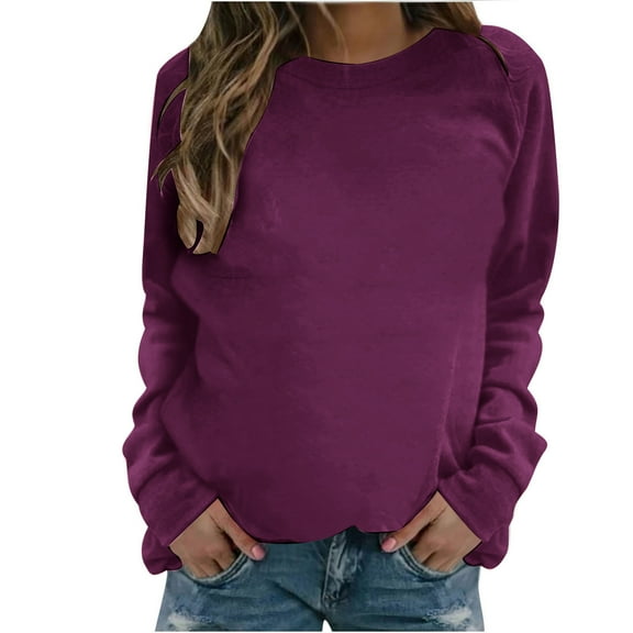 Christmas! Sweatshirt for Women! Ohufall Fashion Women's Casual Long Sleeve Round Neck Solid Ladies Sweatshirt Tops Blouse
