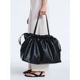 thumbnail image 4 of Scoop Women's Faux Leather Oversized Drawstring Pouch Tote, Black, 4 of 7
