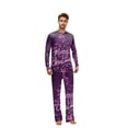 thumbnail image 2 of Yuaguia Family Matching Christmas Pajamas, Merry Christmas Letter Purple Sparkle Print Long Sleeve Top and Matching Lounge Pants Sleepwear Set, Men M, 2 of 5