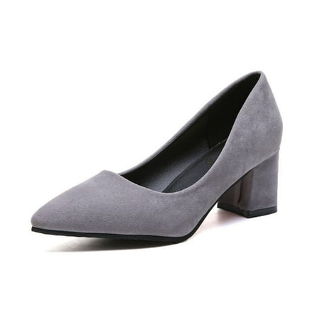 

COOLL Women Faux Leather Low Mid Block Heel Work Office Pumps Pointed Court Shoes