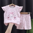 thumbnail image 2 of Gubotare Toddler Girls Clothes Summer Toddler Baby Girls Clothes T-shirt + Shorts with Cute Summer Girl Clothes Set 6 9 12 18 24 Months 2T 3T 4T 5T (Light Pink,3-9 Months), 2 of 4