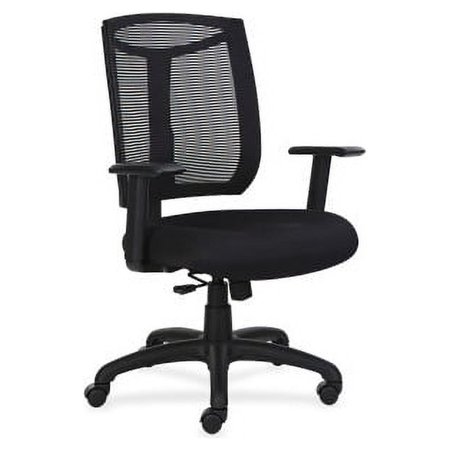 UPC: 0035255831000 | Lorell Mesh Back Chair with Air Grid Fabric Seat Fabric Seat – Black – 27  Width x 26  Depth x 43  Height – 1 Each