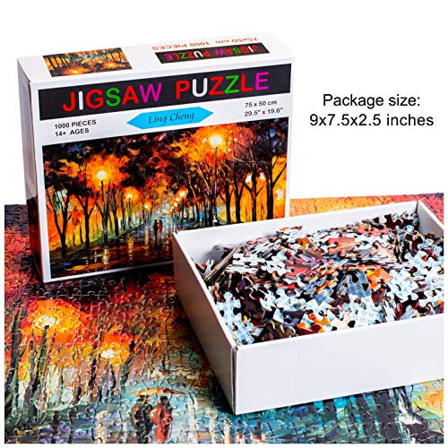 29.5" x 19.7"/75*50cm Rainy Night Walk Paper Puzzle 1000 Pieces Finished size 