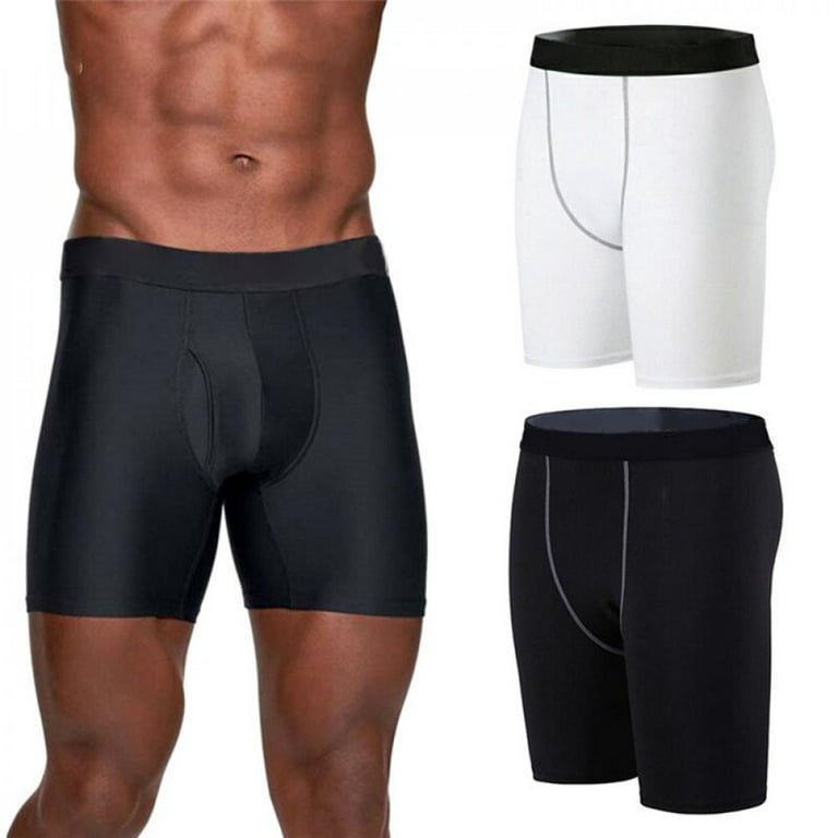 Compression Shorts Long Leg Boxer Briefs Men Bodybuilding Tights Running  Shorts With Pocket Male Underwear, Black, Small : : Clothing,  Shoes & Accessories