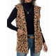 thumbnail image 3 of Chaleco Informal de Felpa de Doble Cara con Estampado de Leopardo, Capucha y Bolsillos para Mujer, Sin Hebillas, para Otoño e Invierno. Marrón Oscuro S, 3 of 9