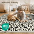 thumbnail image 4 of ODIKA 6'x9' Washable Area Rug Vintage Farmhouse Mosaic Cowhide Inspired Geometric Block Design for Dining Room, Under Table, Office Décor, Non-Slip Chair-Friendly, 4 of 7