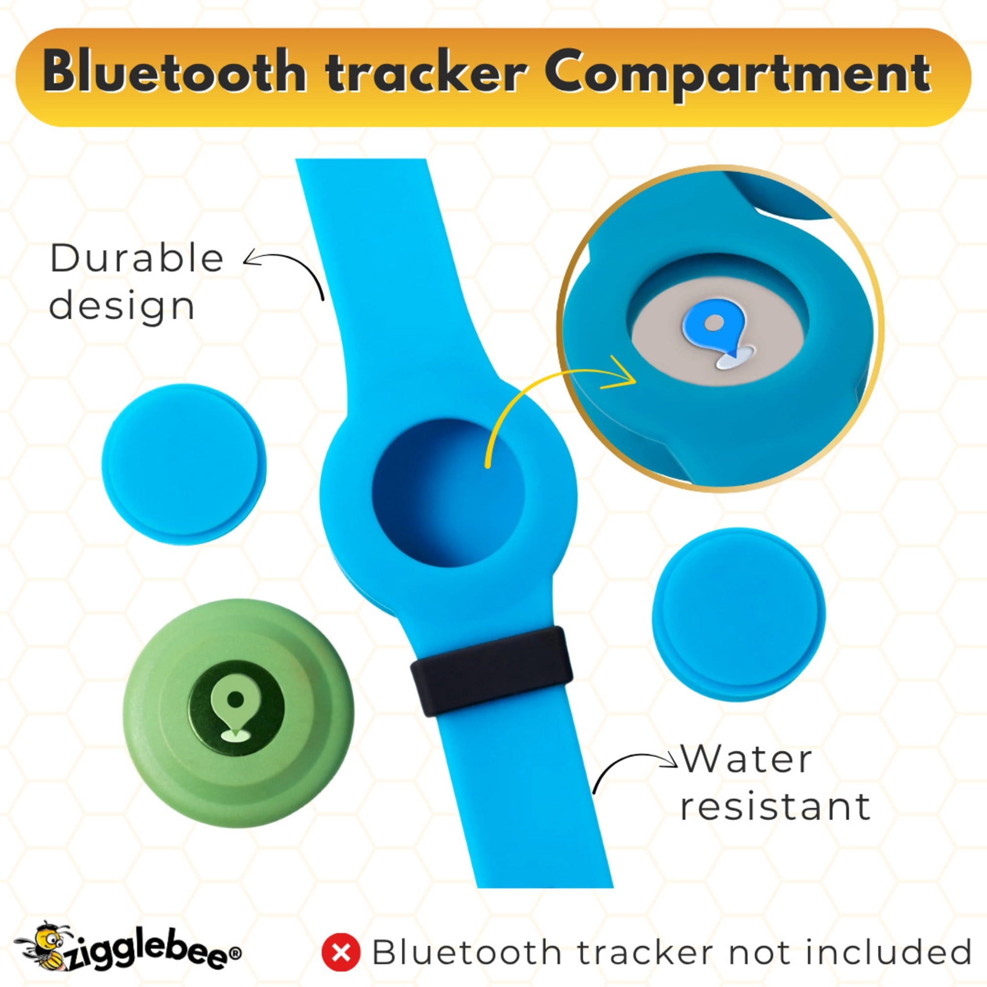 InfoMate by Zigglebee QR Code Medical Bracelet and AirTag Holder Wristband, Ocean Blue, Butterfly Clasp