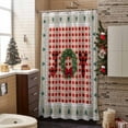 thumbnail image 5 of Christmas Shower Curtain Joy Wreath Pine Trees Bathroom Curtains with Hooks, Waterproof Fabric Red Buffalo Plaid Bath Shower Curtains Set for Bathroom Bathtubs Xmas Decor 72x72 Inch, 5 of 9