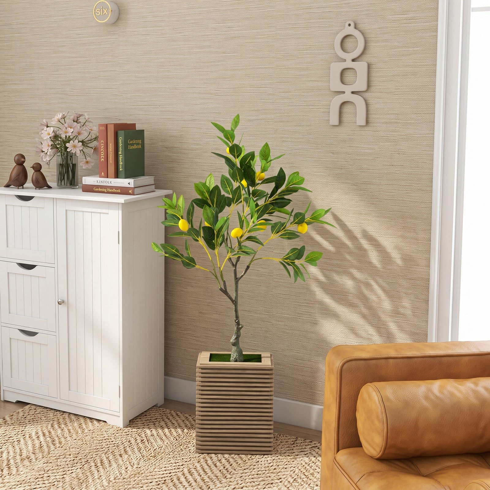 ALPULON 2.6 FT Artificial Lemon Tree, Fake Lemon Plant with Realistic Fruits and Green Leaves, Faux Potted Tree for Home Office Living Room Indoor Decor, Green