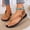 Brown, variant on Extra Wide Sandals For Women Thin Leather Strap, Roman Sandals Flat Toe European American Beach Fashion, Elastic Strap Open Toe Lightly Padded Insole Non Slip Summer Flats