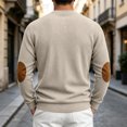 thumbnail image 6 of COMVALUE Men's Fall Crewneck Sweatshirts Patchwork Long Sleeve Corduroy Texture Casual Pullover Shirt (Khaki, M), 6 of 7