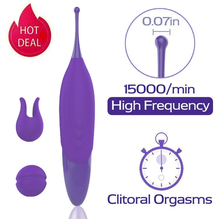 Birdsexy G-spot Vibrator Pen for Women,6 Speed 7 Frequency Vibrating Pen  Breast Clitoral Tease Honeydew Stick with 2 Head Covers - Purple