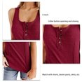 thumbnail image 3 of Camiseta sin mangas con botones y cuello en U para mujer, camisa informal elegante de punto acanalado de Color puro, sin mangas, para trabajo de oficina, 3 of 6