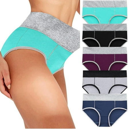 Tohuu Womens Underwear 5PCS Breathable Womens Underwear Cotton High Waist Underwear For Women Full Coverage Soft Comfortable Briefs Panty diplomatic