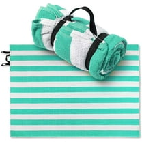 Extra Large Family Cabana Stripe Beach Towel 52 x 72 inch- GREEN - Hotel Pool and Resort Big and Absorbent