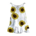 thumbnail image 5 of Wycnly Tank Tops for Women Beach Flowy Pleated Swing Ruffle Hem off Shoulder Strap Vest Summer Sunflower Print Halter Sleeveless Shirts Fashion Blouses White XL, 5 of 5