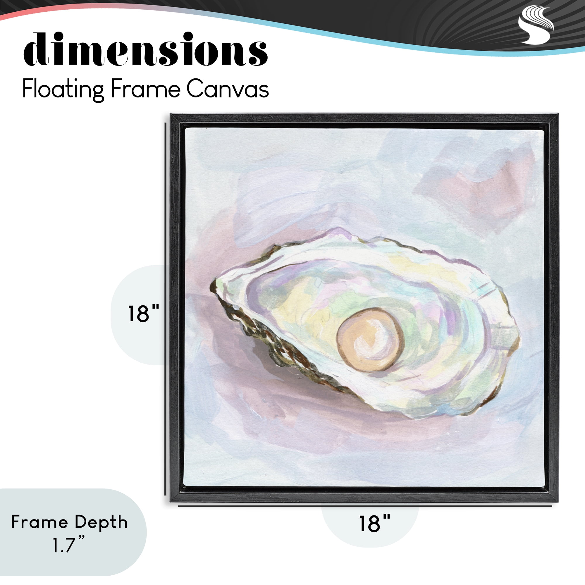 Stupell Industries Silent Opal Oyster Black Framed Floater Canvas Wall Art, design by Melissa Wang