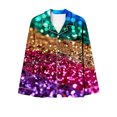 thumbnail image 3 of Oplxuo Women's Long Pants Pajamas Sets, Sparkly Sequin Printed Button Down Sleepwear Long Sleeve Lapel Shirts Mardi Gras Lounge Sets, 3 of 5