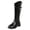 1Black, variant on Women's Knee High Riding Boots Round Toe Low Heel Fashion Narrow Calf Pull on Mid Calf Motorcycle Boots for Outdoor