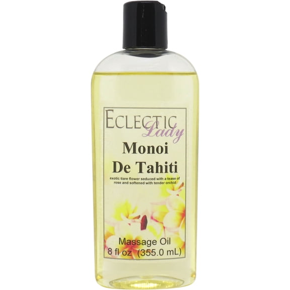 Monoi de Tahiti Massage Oil by Eclectic Lady, 8 oz, Sweet Almond Oil and Jojoba Oil