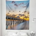 thumbnail image 1 of Beach Tapestry, Florida Sunrise Dramatic Sky and Juno Pier Scenic Morning Picture Print, Fabric Wall Hanging Decor for Bedroom Living Room Dorm, 5 Sizes, Earth Yellow Blue Grey, by Ambesonne, 1 of 1