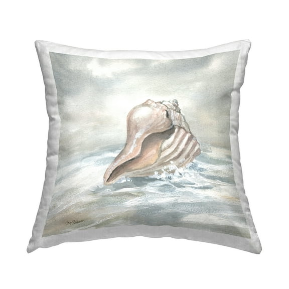 Stupell Industries Washed Ashore Conch Decorative Printed Throw Pillow Design by Carol Robinson.