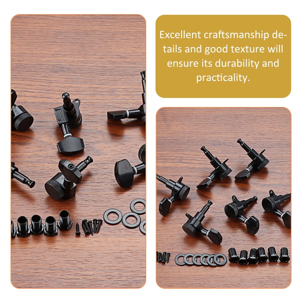 WRISTBIQUE Black Guitar Tuning Pegs Set of 6 Acoustic and Electric Machine Tuning Keys Knobs