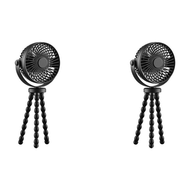 Mini Octopus Fan Handheld USB Cargo 2000máh Desktop Trípode Black