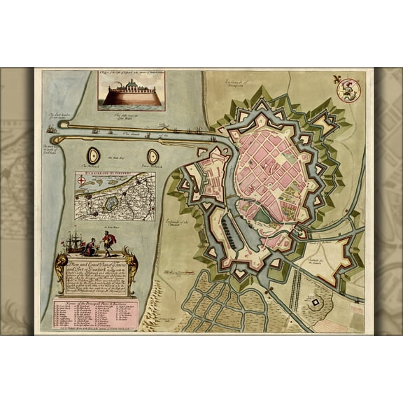 24"x36" Gallery Poster, map of dunkirk 1709