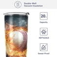 thumbnail image 4 of SKYSONIC Ice Fire Baseball Tumbler Stainless Steel Double Wall Vacuum Reusable Insulated Mug with Straw and Built-in Coaste for Cold and Hot Beverages, 20oz, 4 of 7