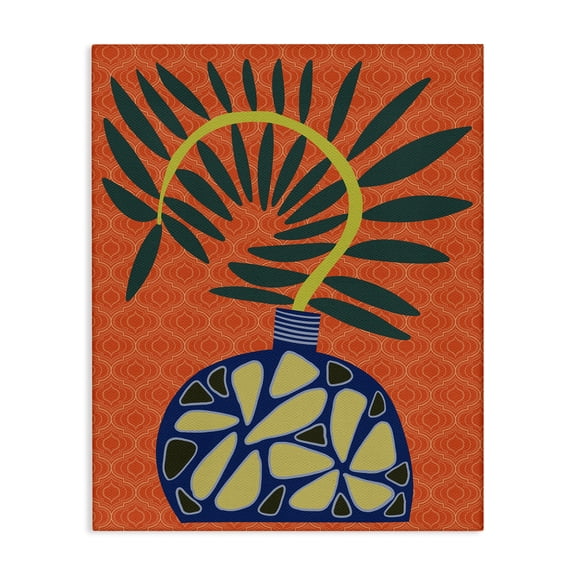 Stupell Industries Modern Vase on Orange Plants & Flowers Painting Wrapped Canvas Art Print Wall Art, 16 x 20