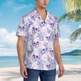 thumbnail image 3 of Fuzoiu white Skull crystal flower Print Hawaiian Shirt for Men, Summer Beach Casual Short Sleeve Button Down Shirts, Men’s Beach Summer Shirts with Pocket,X-Large, 3 of 7