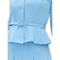 thumbnail image 5 of INSPIRE CHICBusiness Skirt Suit Sets for Women's 2 Piece Outfits Office 3/4 Sleeve Blazer Jacket Pleated Skirts XS Sky Blue, 5 of 6