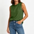 thumbnail image 5 of SSZMDLB Women Plus Size Sleeveless Ruffle Tank Tops Loose Round Neck Basic Tee Solid Boho Casual Summer Tops Vacation Holiday Outfits, Green M, 5 of 7
