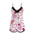 thumbnail image 4 of Valentines Pjs Women Sleeveless 2 Piece Lace Heart Print Vest And Shorts V Neck Loungewear Love Couple Date Festive Gifts Valentines Date Night Outfits, 4 of 5