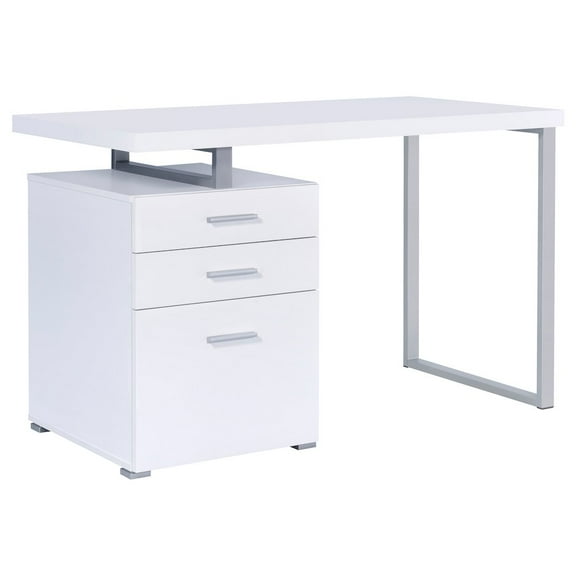 FurniFact White Office Desk – Computer Desk with Drawers for Home or Workspace
