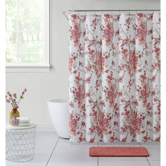 VCNY Home Tis Floral 14-Piece Shower Curtain Bath Bundle, Pink