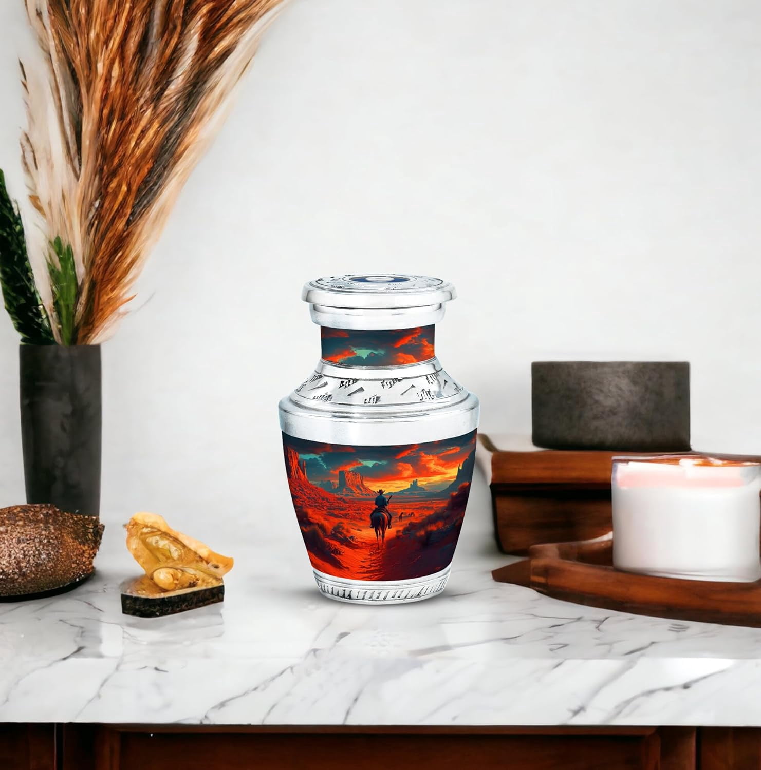 Cowboy Urn - Small Urn for Human Ashes Keepsake - Urn for Ashes Adult Male - Urn for Ashes for Women - Cremation Keepsakes for Ashes - Mini Urns for Human Ashes - Burial Urns -Size 3 Inch, Pack of 2