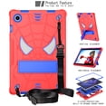 thumbnail image 2 of SaniMore Case for Samsung Galaxy Tab S9/Tab S7Tab S8/ (Model SM-X700/X710/X706/T870), Screen Protector Shoulder Strap Hidden Bracket Pen Slot Heavy Duty Protective Shockproof Hybird Shell, Red+Blue, 2 of 6