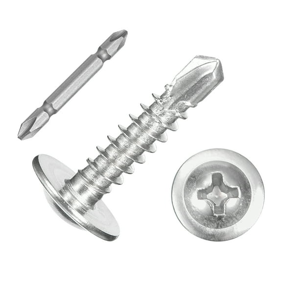 300Pcs #8x3/4" Self-Tapping Screws, 410 Stainless Steel Phillips Self Drilling Screws Flat Head Sheet Metal Screws for Industry, Furniture Repair, Silver