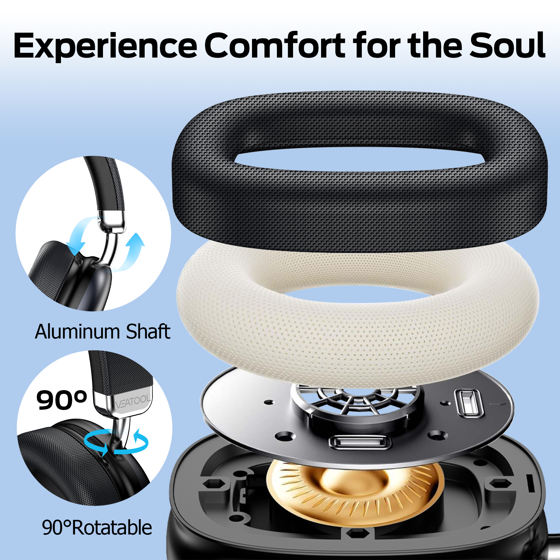 VEATOOL Bluetooth Headphones Over-Ear, 65-Hour Battery, Deep Bass photo 4